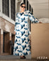 Printed Satin Pleated-Sleeve Dress 66281